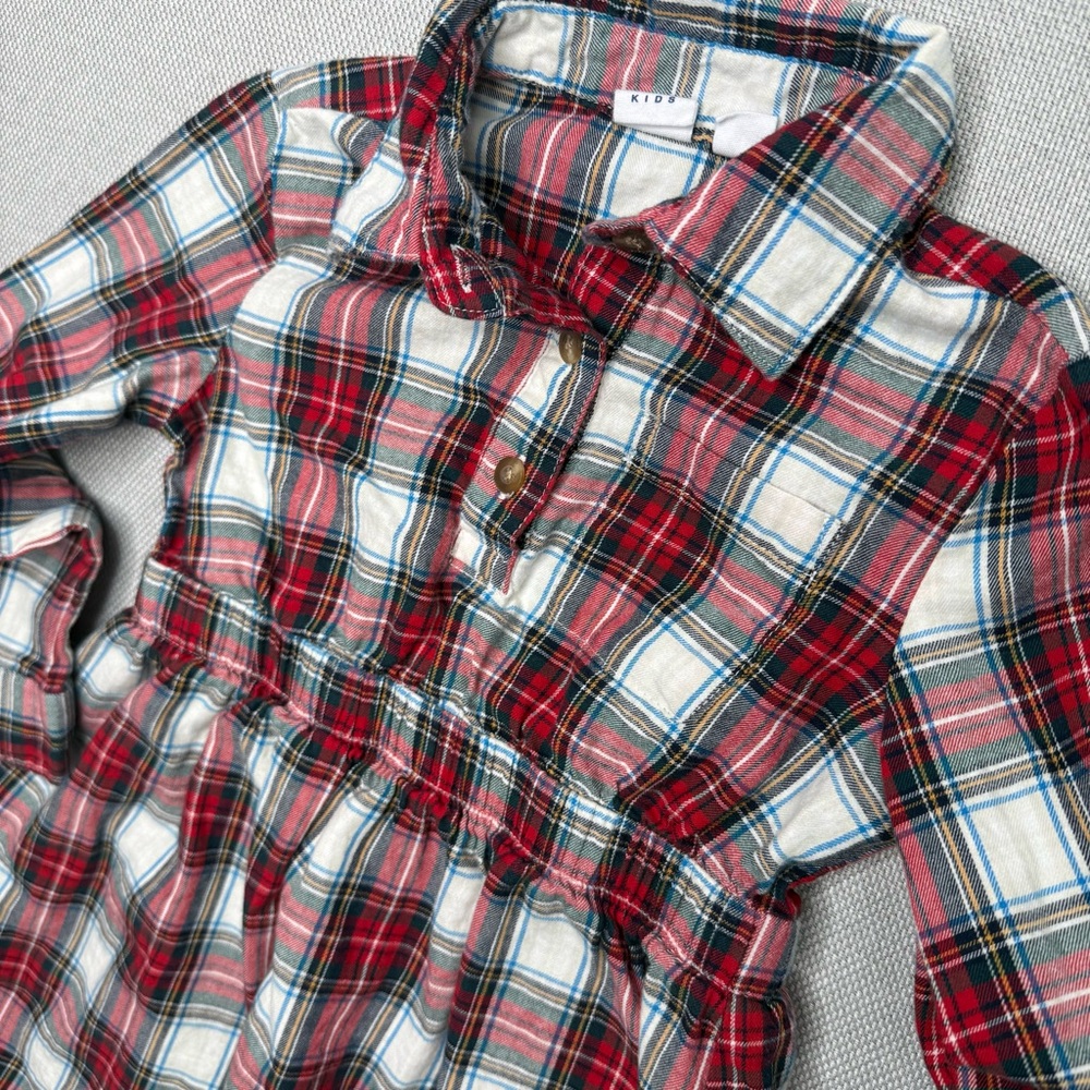 Baby Gap Red Green Plaid Flannel Shirtdress Holiday Christmas Size XS 4/5 - Picture 4 of 4
